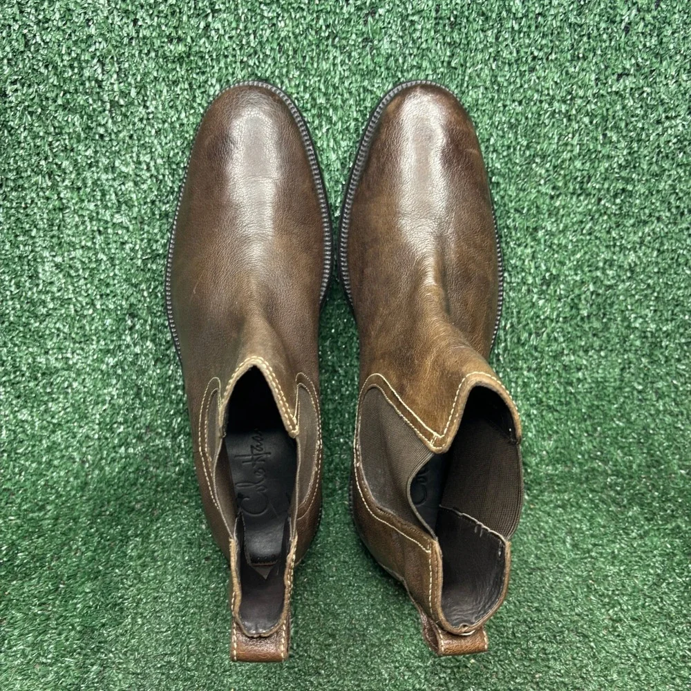 Cole Haan C08696 Chelsea Leather Elastic Side Goring Ankle Boot Brown Mens Sz 9